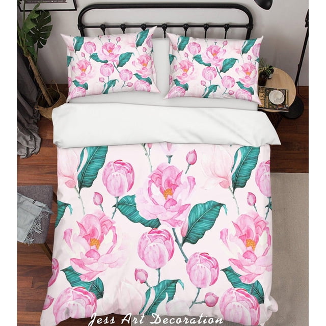 3D Rosa Acuarela Floral Funda de edredón Set Ropa de cama Set Fundas de almohada Sf41