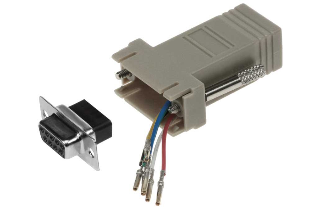 Red Female DB9 9 Pin to RJ11 RJ12 6 conductor Crimp Modular Adapter Connector ps2 connector