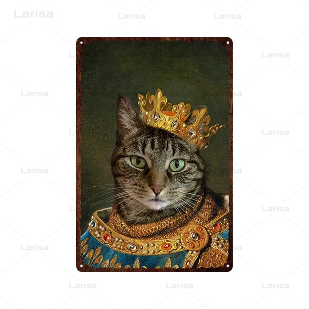 Cartel de Metal de gato negro para decoración del hogar, placa Retro divertida de retrato de gato negro, letrero de Metal de animales para mascotas