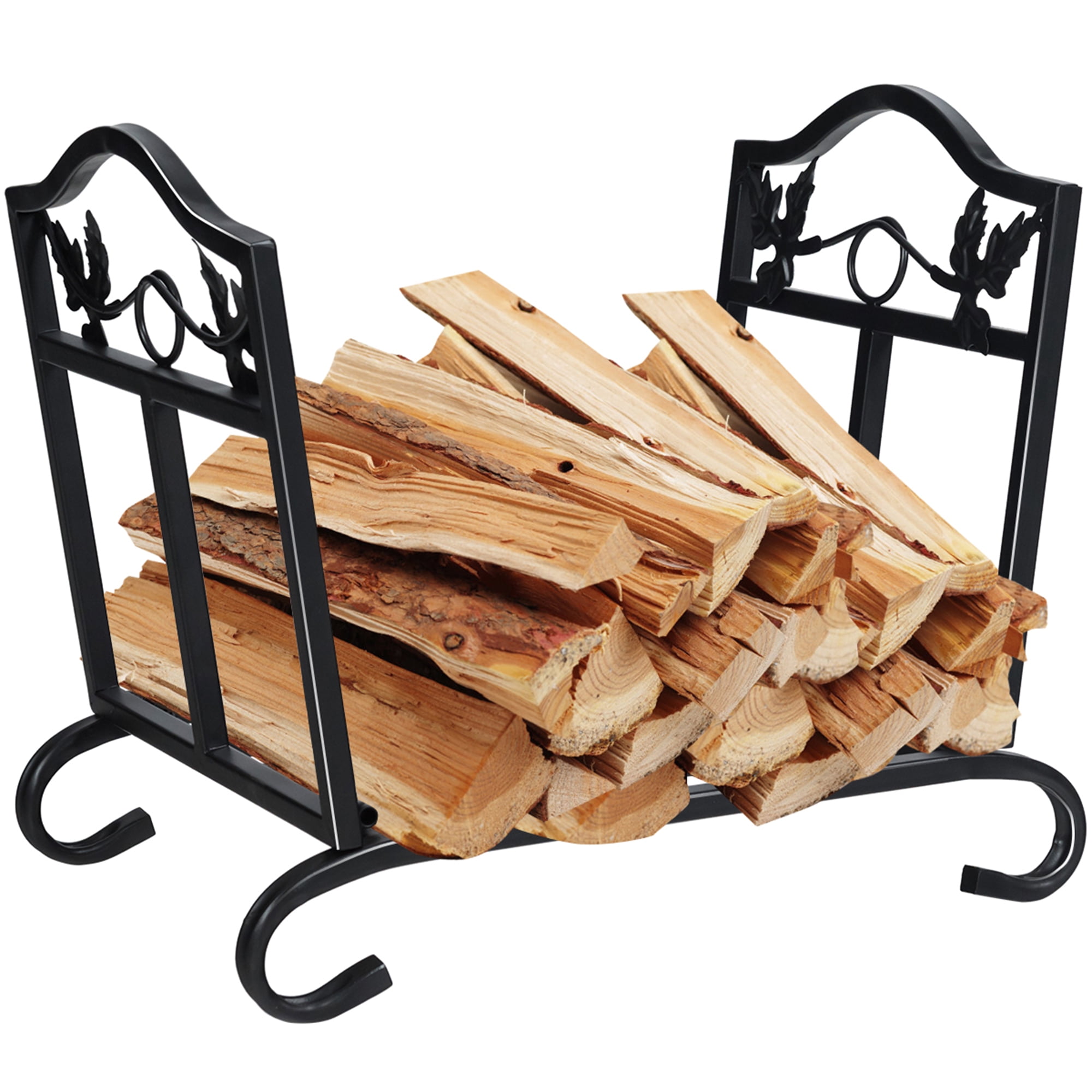 Gymax Foldable Firewood Log Rack Steel Wood Storage Holder for