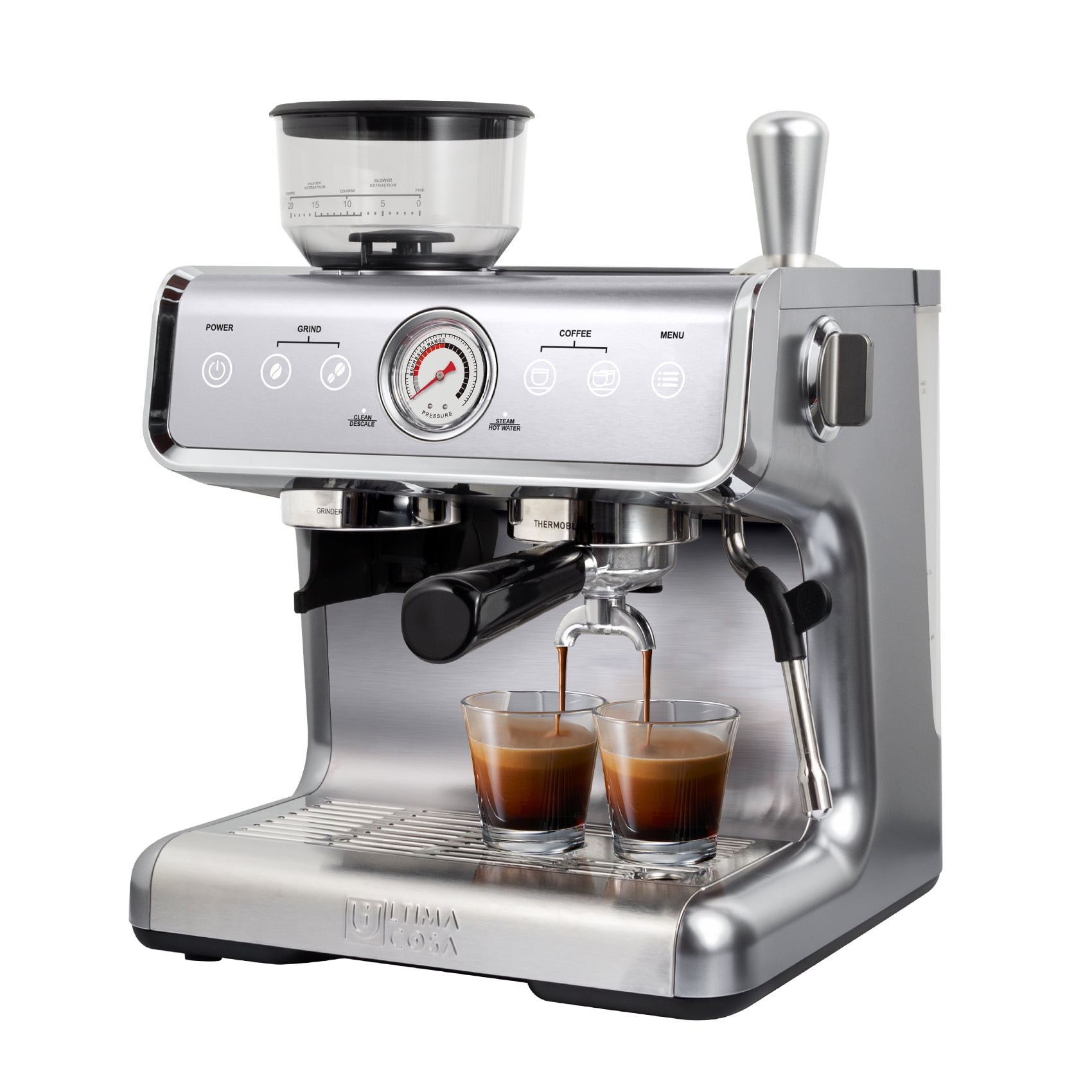 Ultima Cosa New Presto Bollente Semi-Automatic Espresso Machine - Silver - 2 Litre Water Tank