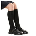 thumbnail image 2 of kids socks Solid Print Knee High Long Socks with Lace Trim for School Season Black 11 Years-13 Years, 2 of 5