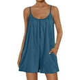 thumbnail image 4 of snowsong Women's Jumpsuits, Rompers and Overalls,2024 New Women's Solid Casual Pocket Suspender Short Jumpsuit,Jumpsuits for Women,Plus Size Jumpsuit,Jumpsuits Casual,(Clearance) Navy M, 4 of 9