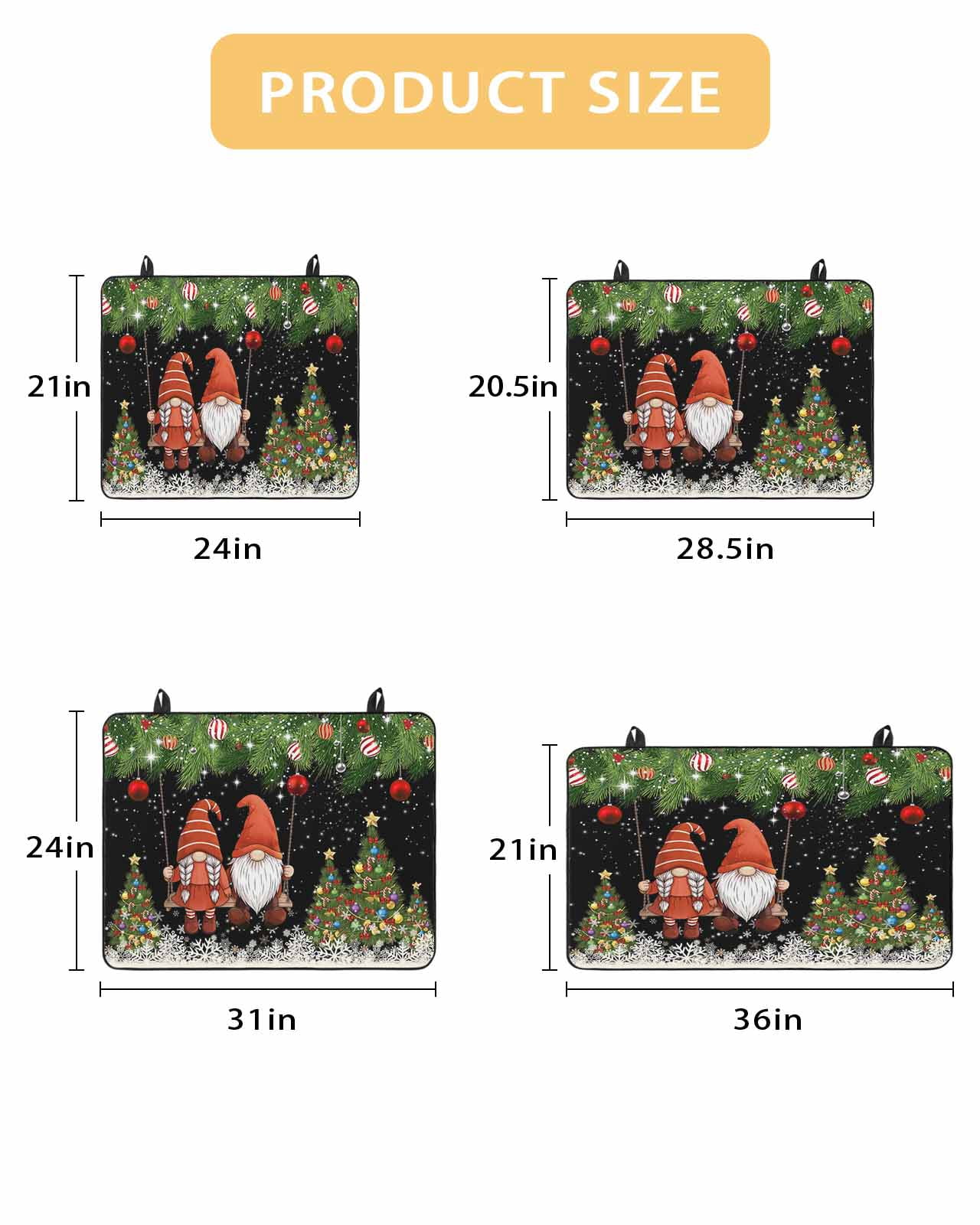 Large Induction Cooktop Protector Mat Black Gnomes Christmas Stove Top Covers for Electric Stove, Xmas Tree Balls Snowflake Decorative Stove Burner Cover Mats, Glass Top Stove Cover