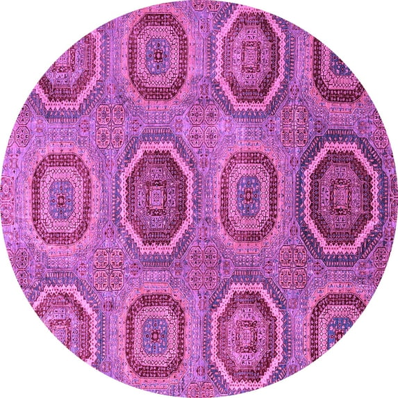 Ahgly Company Indoor Round Abstract Purple Modern Area Rugs, 4' Round