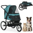 thumbnail image 2 of PawHut Pet Stroller for Small Dogs and Medium Dogs, Foldable Cat Pram, Dog Pushchair with Adjustable Canopy, 3 Big Wheels, Dark Green, 2 of 9