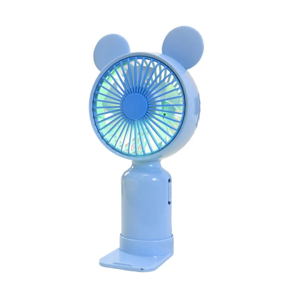 Byujiro Handheld Cute Mini USB Rechargeable Fan with Cartoon Ear Design Portable Personal Cooling Fan with Detachable Base 3 Speed Adjustable Quiet Strong Wind Small Fan