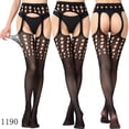 thumbnail image 1 of Conjunto de liga de encaje sexy Medias de seda sexys para mujer Medias de liga transparentes tentadoras con calcetines Talla grande, 1 of 6