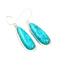 Gemifyer 925 Sterling Silver Earrings Natural Turquoise Gemstone For Women Teardrop Handmade Dangle Jewelry