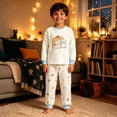thumbnail image 5 of XAOFW Boys Girls Halloween Pajamas Pumpkin Cartoon Print Long Sleeve Tops Pants Toddler Kids Fall Winter Cozy Nightwear 8-9 Years, 5 of 8