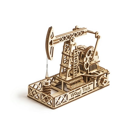 Wood Trick 3D Mechanical Model Oil Derrick Wooden Puzzle, Assembly Constructor, Brain Teaser, Best DIY Toy, IQ Game for Teens and
