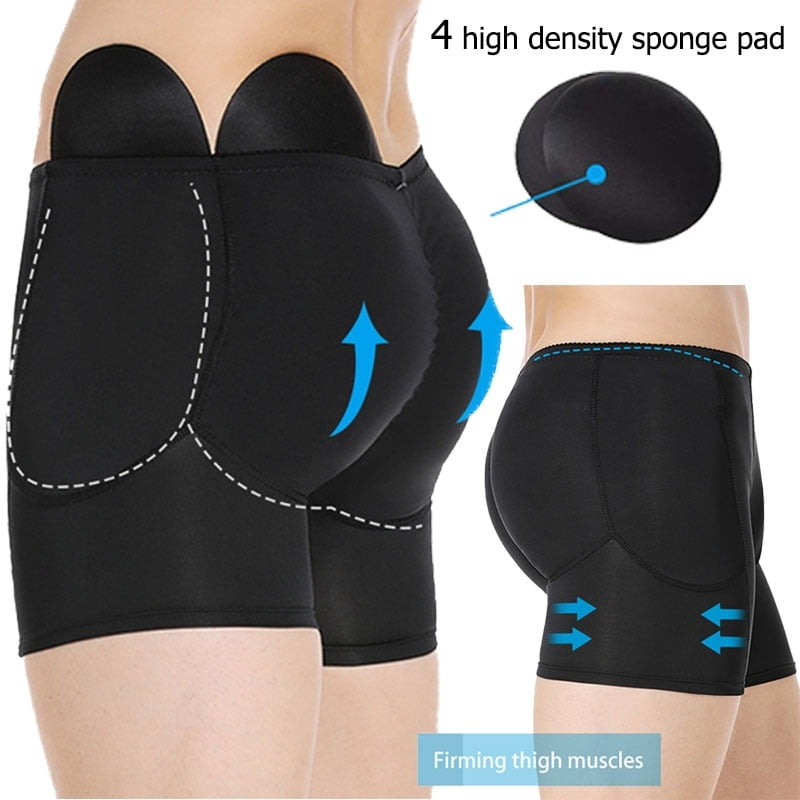 Vaslanda Mens Padded Butt Lifter Underwear Fake Butt Enhancer Shaper Shorts Boxer Briefs with 4 Detachable Butt Pads
