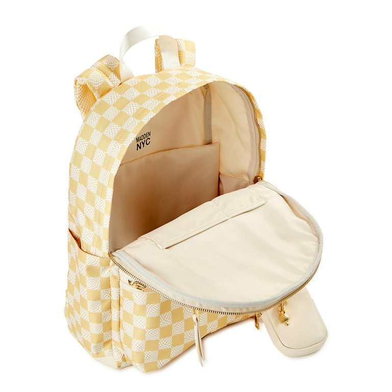 Madden NYC Girls Modular Zipper Backpack Yellow Check 