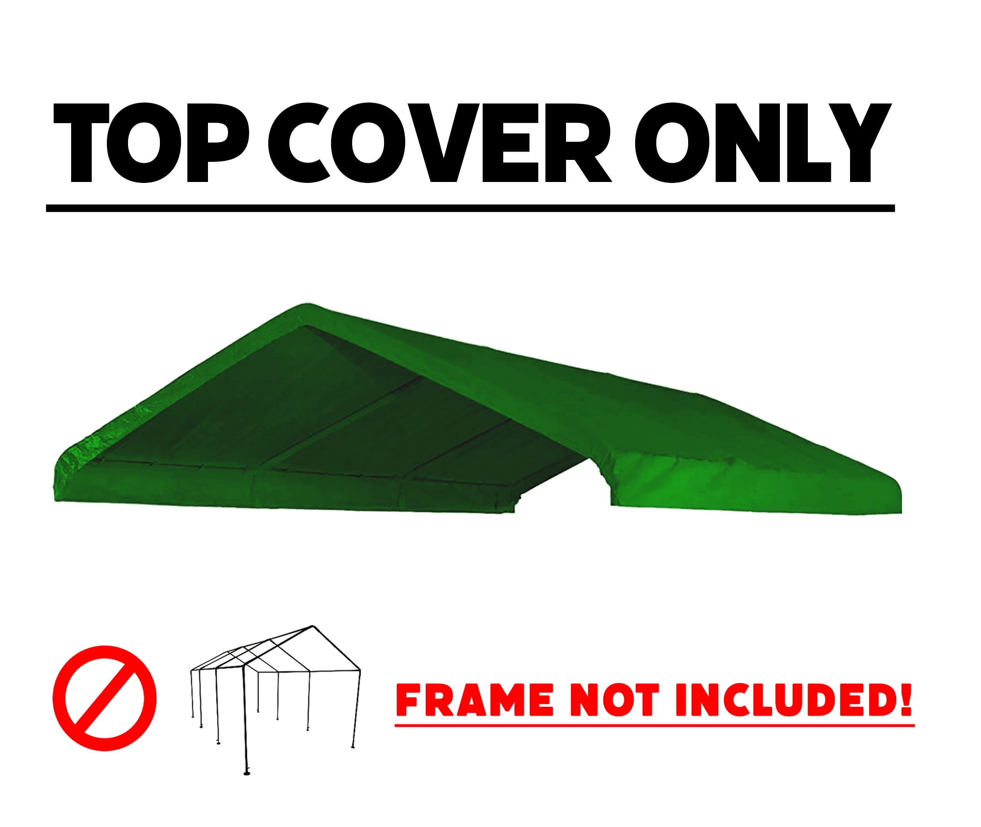 12' X 20' Canopy Replacement Cover - for Frames 10' W X 20' L (See Diagram) Green Carport Replacement Top