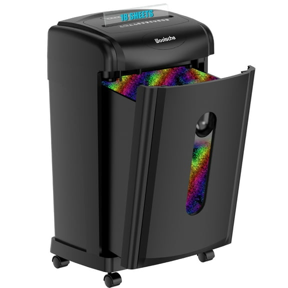 AGH Deco Paper Shredder 18-Sheet Cross-Cut Paper, CDs, Cards Shredder Office Shredder with 7.93 Gallons Pullout Bin, Black