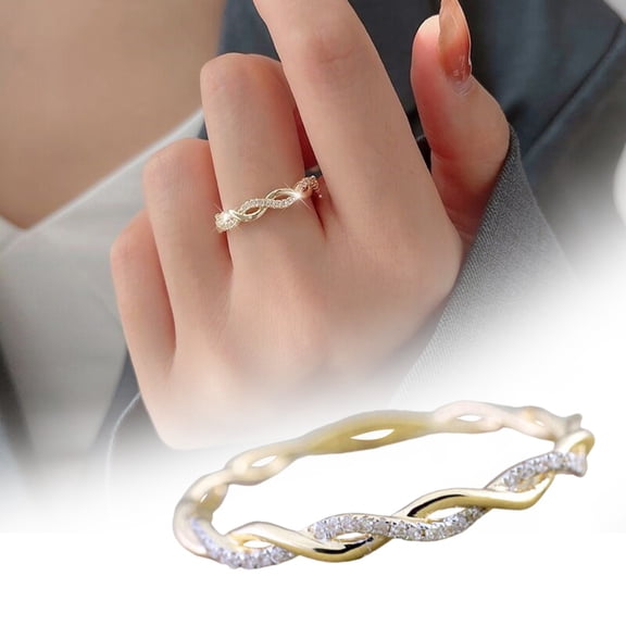 Vintage Open Punk Rings for Men Women Jelly Rings Jewelry Wedding Ring Gold Tone Golden Rhinestone Ring Spiral Pattern Ring For Women Girls Size 6 11