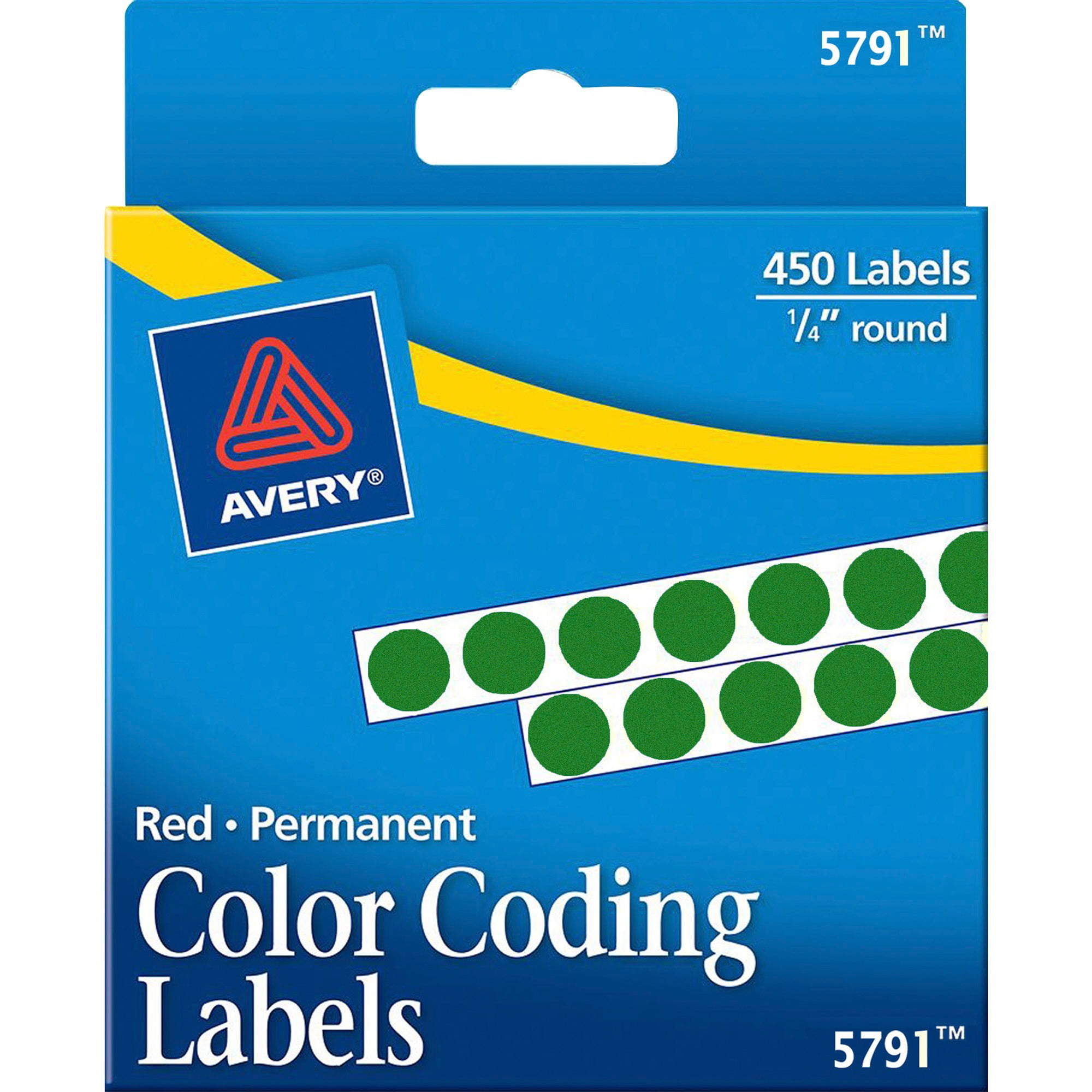 Coding Labels Dispenser Box Neon Green Color 1-1/2 Inch Round 1500 Stickers 