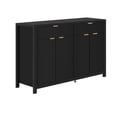 thumbnail image 3 of Wave Design Sideboard Cabinet Scandinavian with 2 Drawers 4 Doors Adjustable Shelves Aluminum Handles MDF Black, 3 of 9
