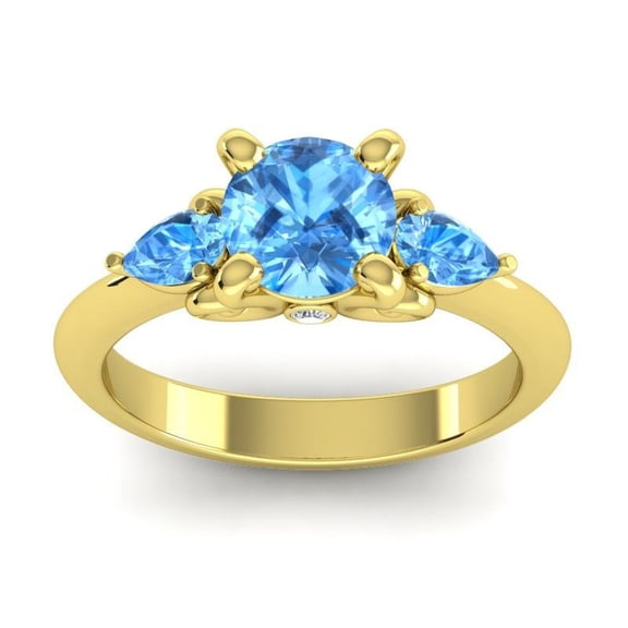2.50 Carat Round Cut Blue Topaz Gemstone Lovely Engagement Ring for Women Solid 14K Yellow Gold Size 7 by Diamond-Capitals