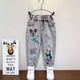 thumbnail image 2 of Grandes ofertas Jeans para niñas adolescentes niños 3-6Yrs alta calidad pintura de grafiti imprimir pantalones casuales con un Arco Iris dibujos animados pantalones 100 Gao Jinjia LED, 2 of 2
