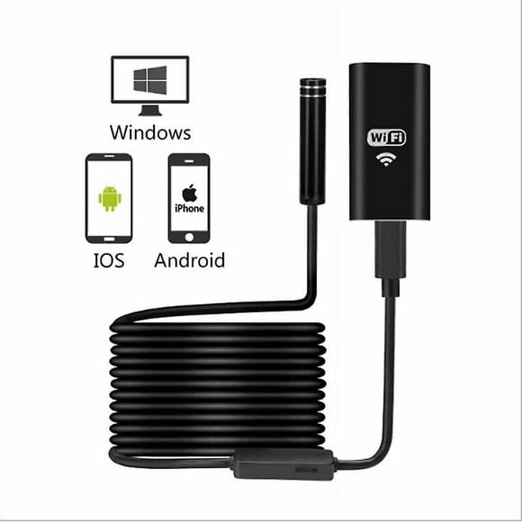 WiFi Borescope Inspection Camera 720P HD Borescope Coil Cable IP67 Waterproof Camera with 8 LEDs for Android iOS iPhone Mac Windows PC-16.4ft/5M
