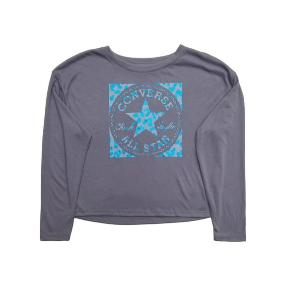Converse All Star Girls Dark Purple Blue Long Sleeve T-Shirt Tee Shirt L (10/12)