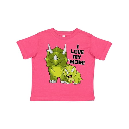 

Inktastic I Love My Mom with Baby and Mommy Triceratops Gift Toddler Boy or Toddler Girl T-Shirt