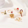 thumbnail image 2 of Anillo de Papá Noel de alce de Navidad para mujer, anillo de dedo ajustable, joyería de fiesta de vacaciones, lindo Color dorado, esmalte de goteo, moda, nuevo juego de 6 piezas, 2 of 4