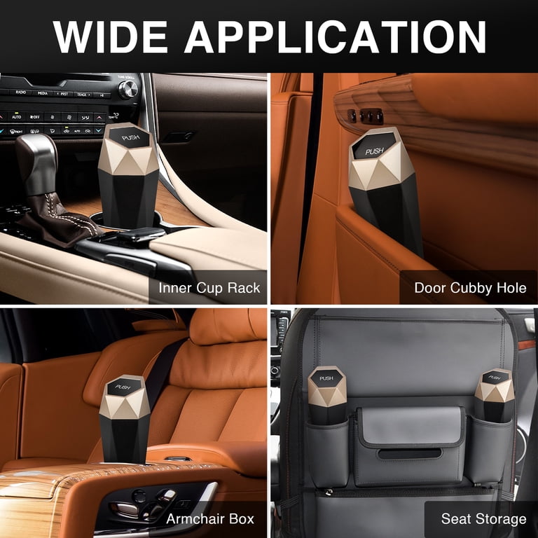 UGSHY Silicone Car Trash Can With Lid - 2.5x6.2 Inch Cup Holder Trash Bin For Cars, SUVs, Trucks (Black)