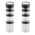 thumbnail image 1 of 2X Stackable Snack Containers for Kids and Adult, 4 Stackable Snack Cups for School and Travel Transparent Black, 1 of 5