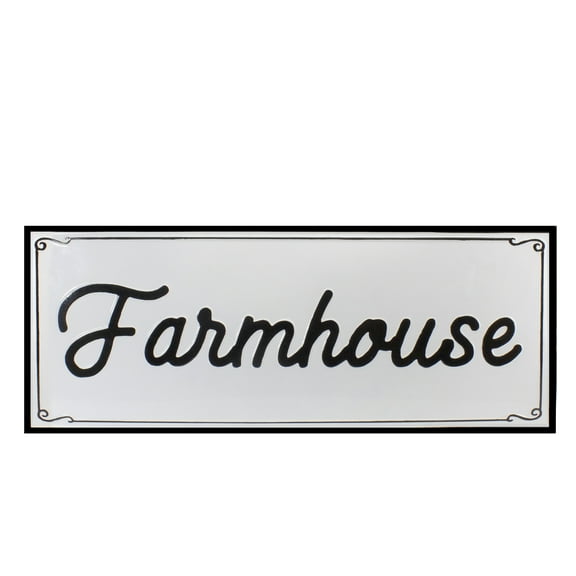 Northlight 36" Black and White "Farmhouse" Metal Sign Wall Decor