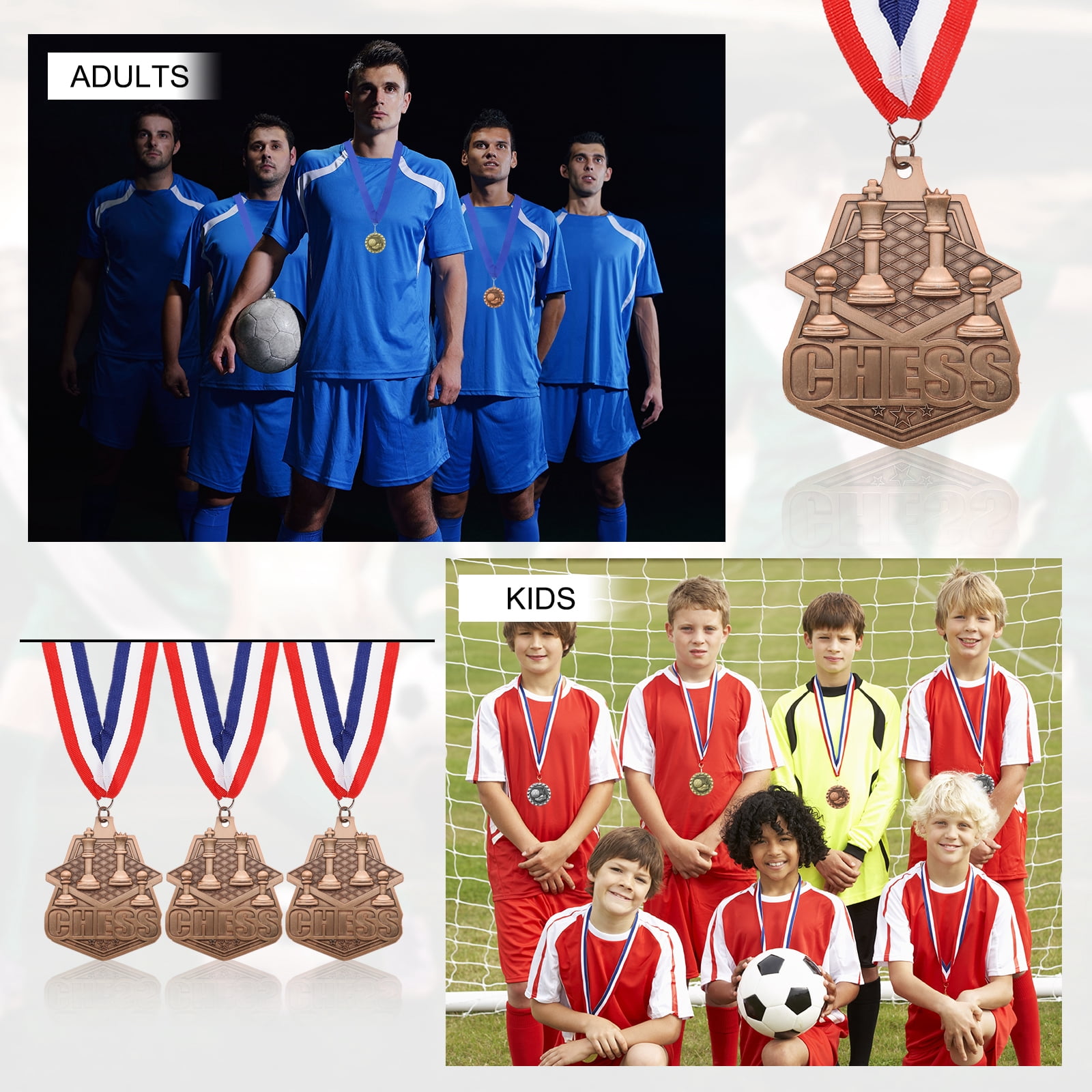 Uxcell Tournament Table Award Medals with Ribbons, Winner Medals Prizes for Competitions Sports Party Red