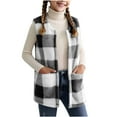 thumbnail image 5 of JIAYUE Tops for Girls Plaid Print Reversible Soft Vest Pocket Front For Kids Casual Wear, 5 of 9
