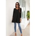 thumbnail image 6 of ENMAIN Women Clothes Plus Size Tops 3/4 Length Sleeve Shirts Round Neck Tunic Blouses Solid Black XL, 6 of 8