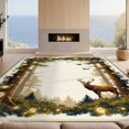 thumbnail image 2 of Design&I 8'x10' Washable Area Rug Woodland Deer Hunting Scene With Bear Paw Prints And Antler Details for King Size Bedroom, Under Bed, Sleek Flatweave Pet Friendly, 2 of 7