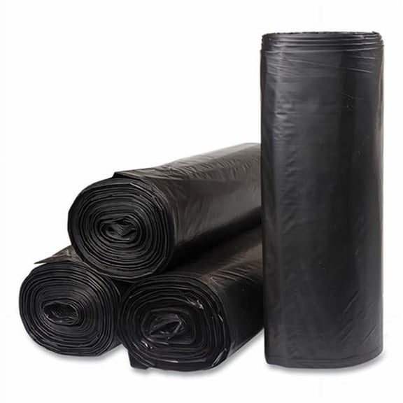 Inteplast Group ECI385812K 38 in. x 58 in. 1.2 mil 60 gal Interleaved Roll Low-Density Commercial Can Liners - Black (10 Bags/Roll, 10 Rolls/Carton)