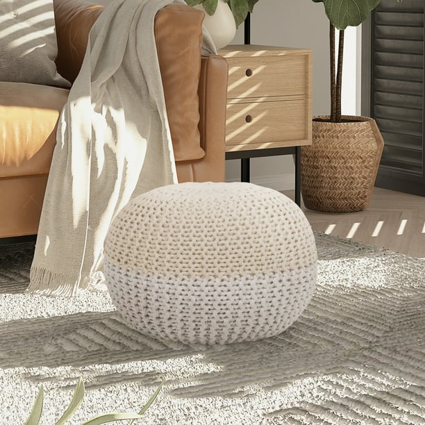Loft Lyfe Ash Cotton Yarn Pouf Ivory Walmart
