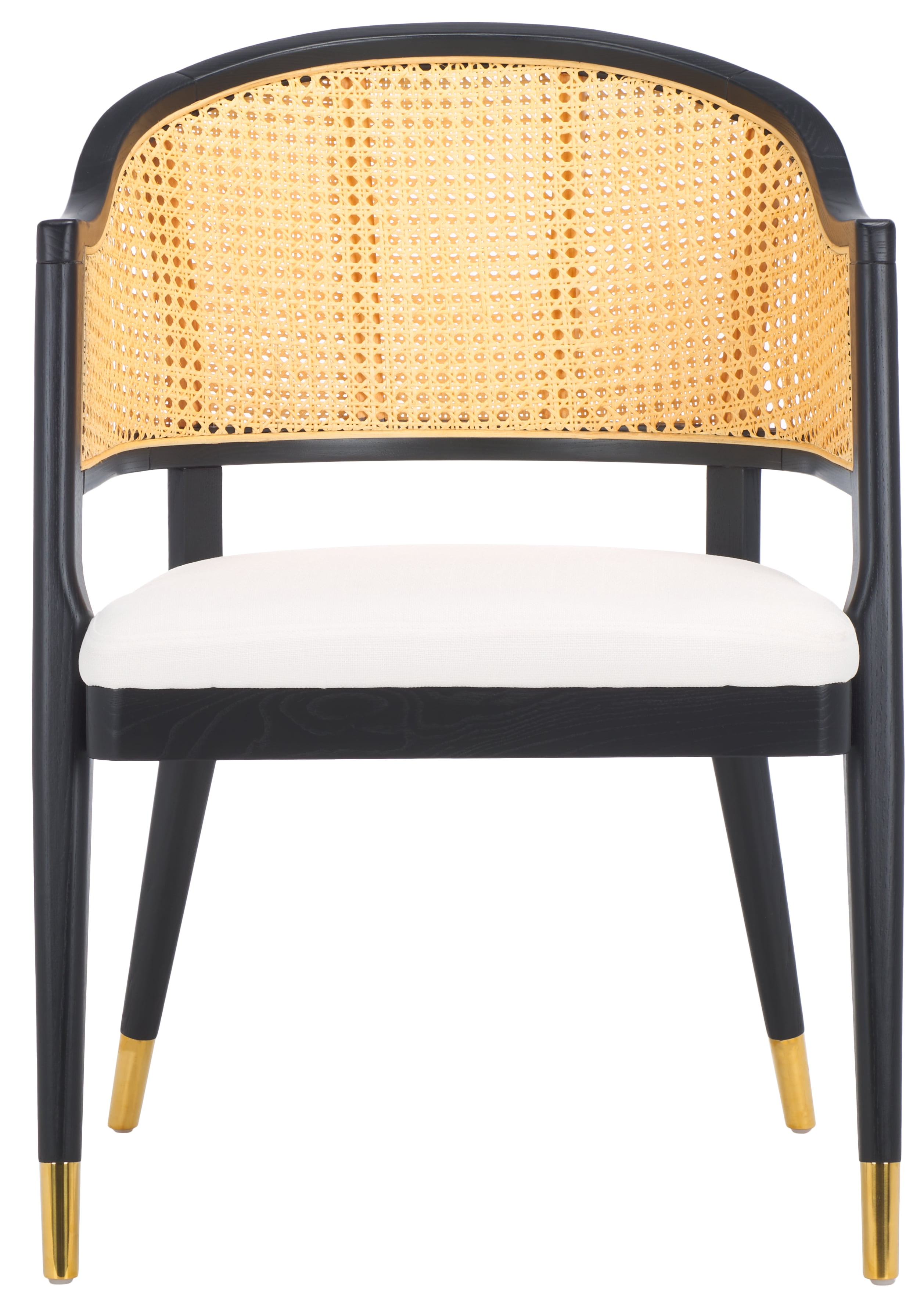 SAFAVIEH Couture Rogue Mid-Century Linen Solid Dining Chair, Black/Natural