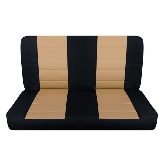 Fits 1992-1998 Ford F-150 Velour Seat Covers Solid Bench w Molded Headrests:Black Tan