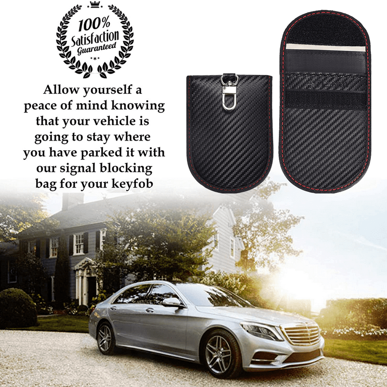 2pcs Black Carbon Fiber Anti-Theft Car Key Protector Bag