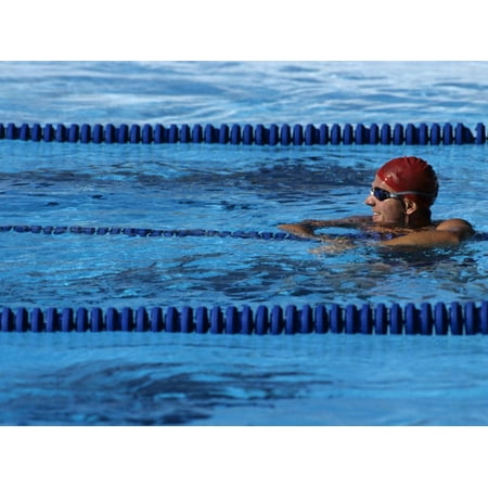 Swimmer Resting in the Pool after Workout Print Wall