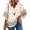 Beige, variant on Womens Summer Blouses Bohemian 3/4 Bell Sleeve Shirts for Women V Neck Flowy Casual Pleated Tops
