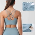 thumbnail image 5 of Criss Cross Back Sports Bra for Women Padded Seamless Workout Bra Wireless Stretch Yoga Gym Fitness Bralette, 5 of 6