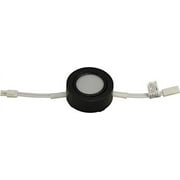 Professional Grade - 1 Black Plastic Cover LED Puck Light - Cool White Light (6,000k) - Under Cabinet and Furniture - 120v/110v - Dimmable - Line-voltage