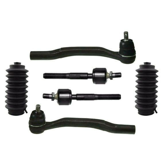 2 Outer Tie Rod Ends   2 Inner Tie Rod Ends   2 Rack & Pinion Bellow Boots 6 Pc Steering Kit