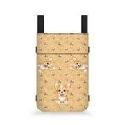 COEQINE Cute Corgi Crutch Pouch Large Capacity Crutch Storage Bag Crutch Pouches with Key and Wallet Walking Cane Pouch Adjustable Forearm Crutch Bag Pouch Gifts for Kids Girls
