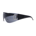 thumbnail image 3 of Womens Classic 90s Diva Rimless Shield Designer Fashion Sunglasses All Black, 3 of 4