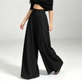 thumbnail image 4 of XuJwPNcy Women Palazzo Pants Wide Leg Baggy Flowy Pants Comfort Soft Pleated Front Vacation Trousers(Black,X-Large), 4 of 6
