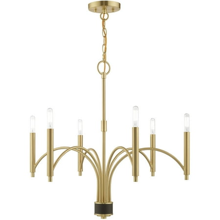

Chandeliers 6 Light Fixtures With Satin Brass Finish Steel Material Candelabra 24 360 Watts