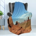 thumbnail image 4 of American Soft Flannel Fleece Blanket, Scenic View of Monument Valley Sandstone Butte Rocks Wild West Desert Landscape, Cozy Plush for Indoor and Outdoor Use, 70" x 90", Cinnamon Blue, by Ambesonne, 4 of 5